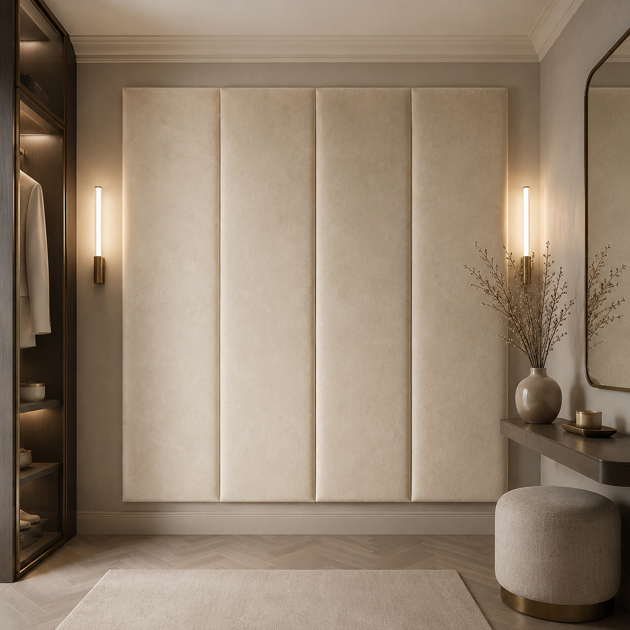 Cream Velvet Upholstered Headboard Wall Panel – 45cm Wide