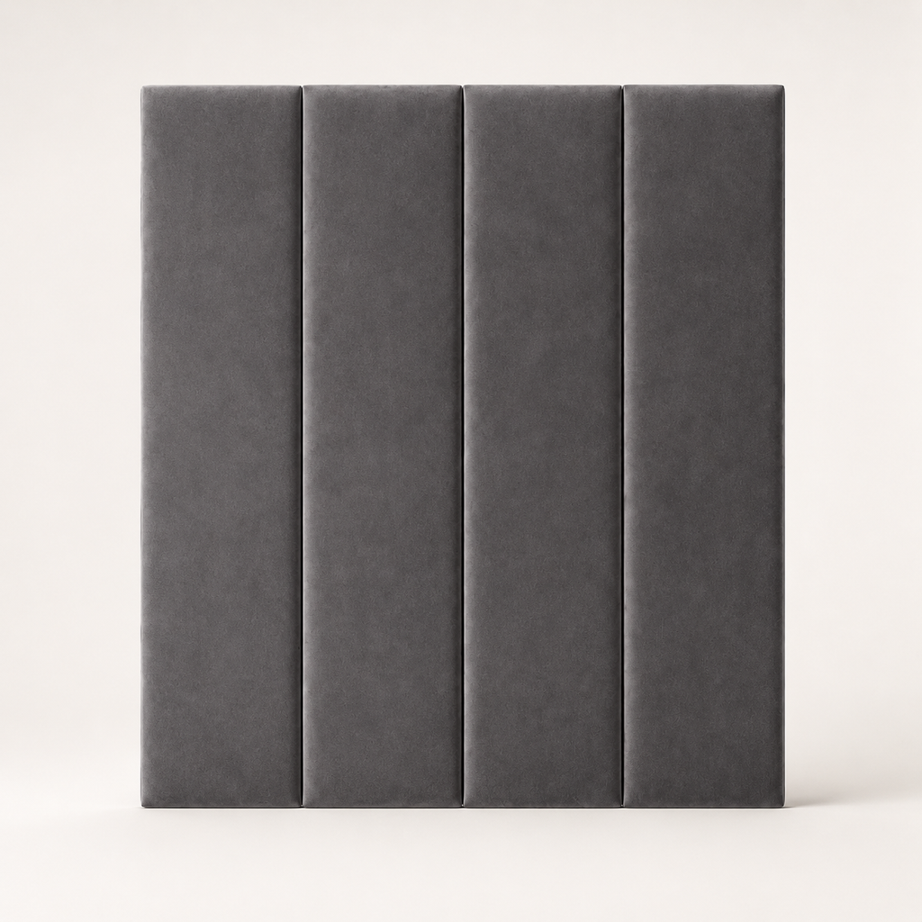 Steel Grey Velvet Upholstered Headboard Wall Panel – 45cm Wide