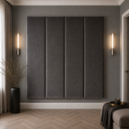 Steel Grey Velvet Upholstered Headboard Wall Panel – 45cm Wide