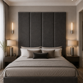 Steel Grey Velvet Upholstered Headboard Wall Panel – 45cm Wide