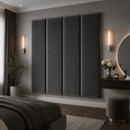 Steel Grey Velvet Upholstered Headboard Wall Panel – 45cm Wide