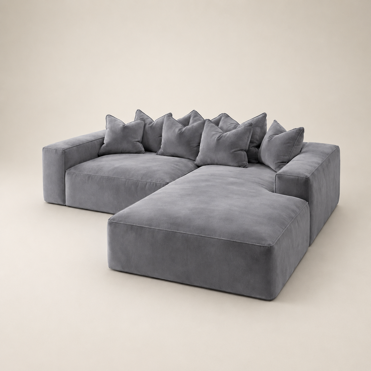 Velour Steel Velvet Pillow Back Sofa
