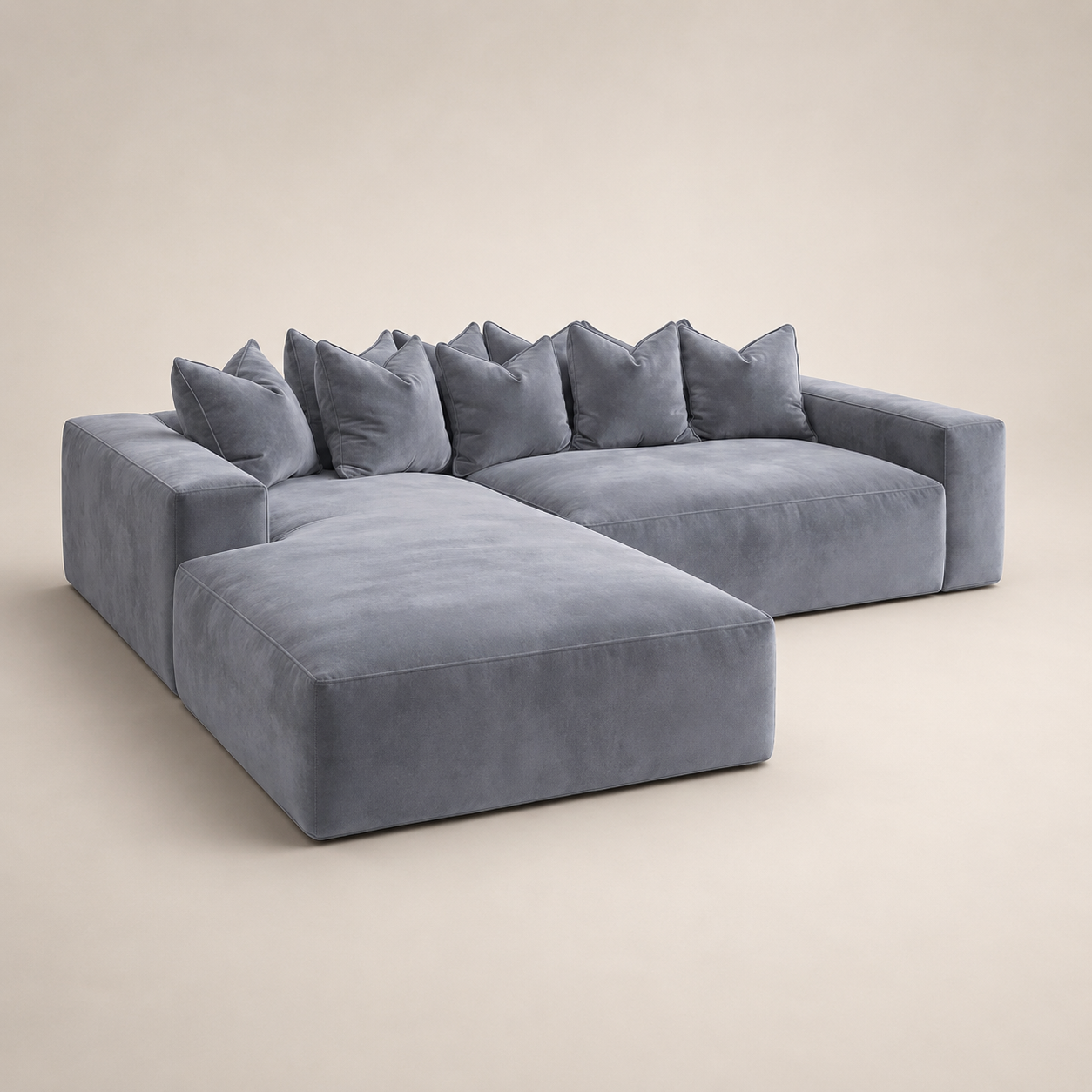 Velour Steel Velvet Pillow Back Sofa