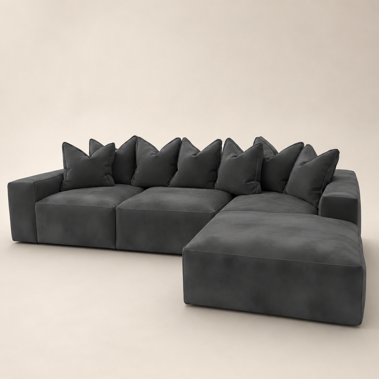 Velour Steel Velvet Pillow Back Sofa