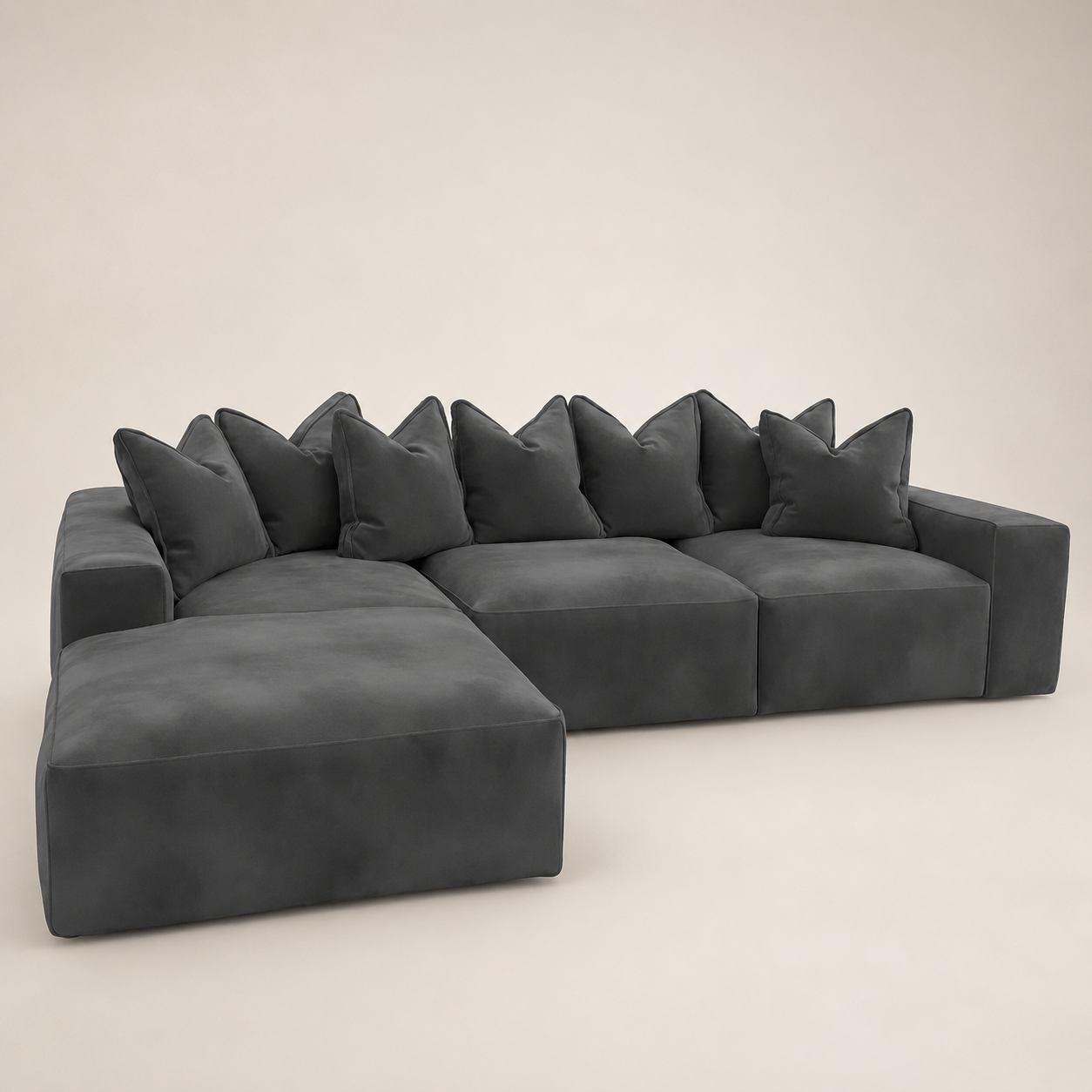 Velour Steel Velvet Pillow Back Sofa