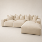 Velour Cream Velvet Pillow Back Sofa