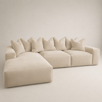 Velour Cream Velvet Pillow Back Sofa