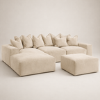 Velour Cream Velvet Pillow Back Sofa