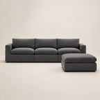 Modern grey fabric sectional sofa with chaise lounge, luxury living room furniture