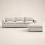 Luxury light gray sectional sofa with chaise lounge, modern design for living room comfort