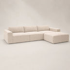 Luxury beige sectional sofa with chaise, modern modular design for living room comfort