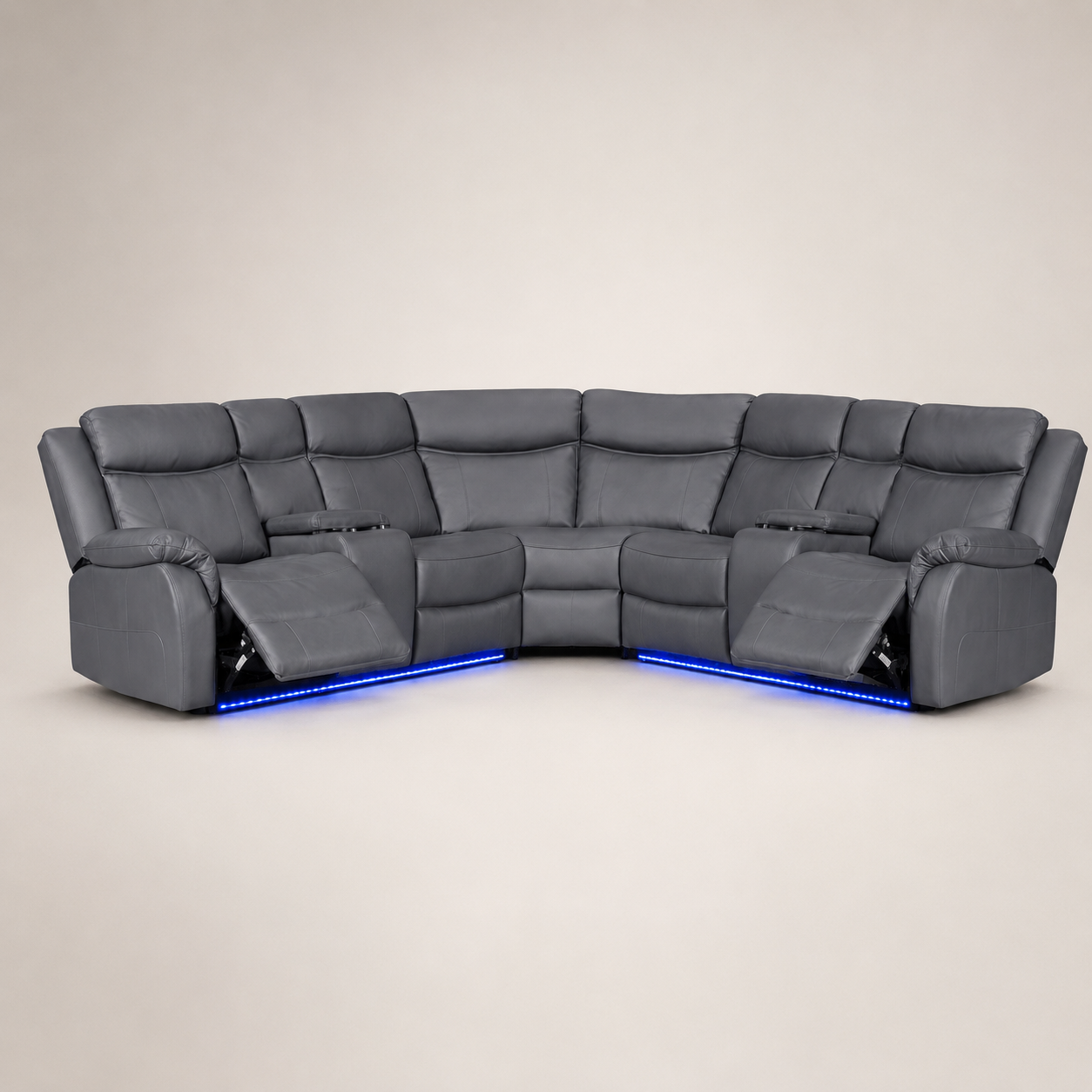 Marina Electric Recliner Corner Sofa with LED Lights - Grey