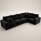 Luxury black velvet sectional sofa with plush cushions and modern design for living room comfort