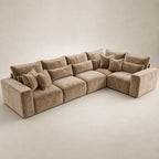 Luxury beige sectional sofa with plush cushions and throw pillows, ideal for modern living rooms