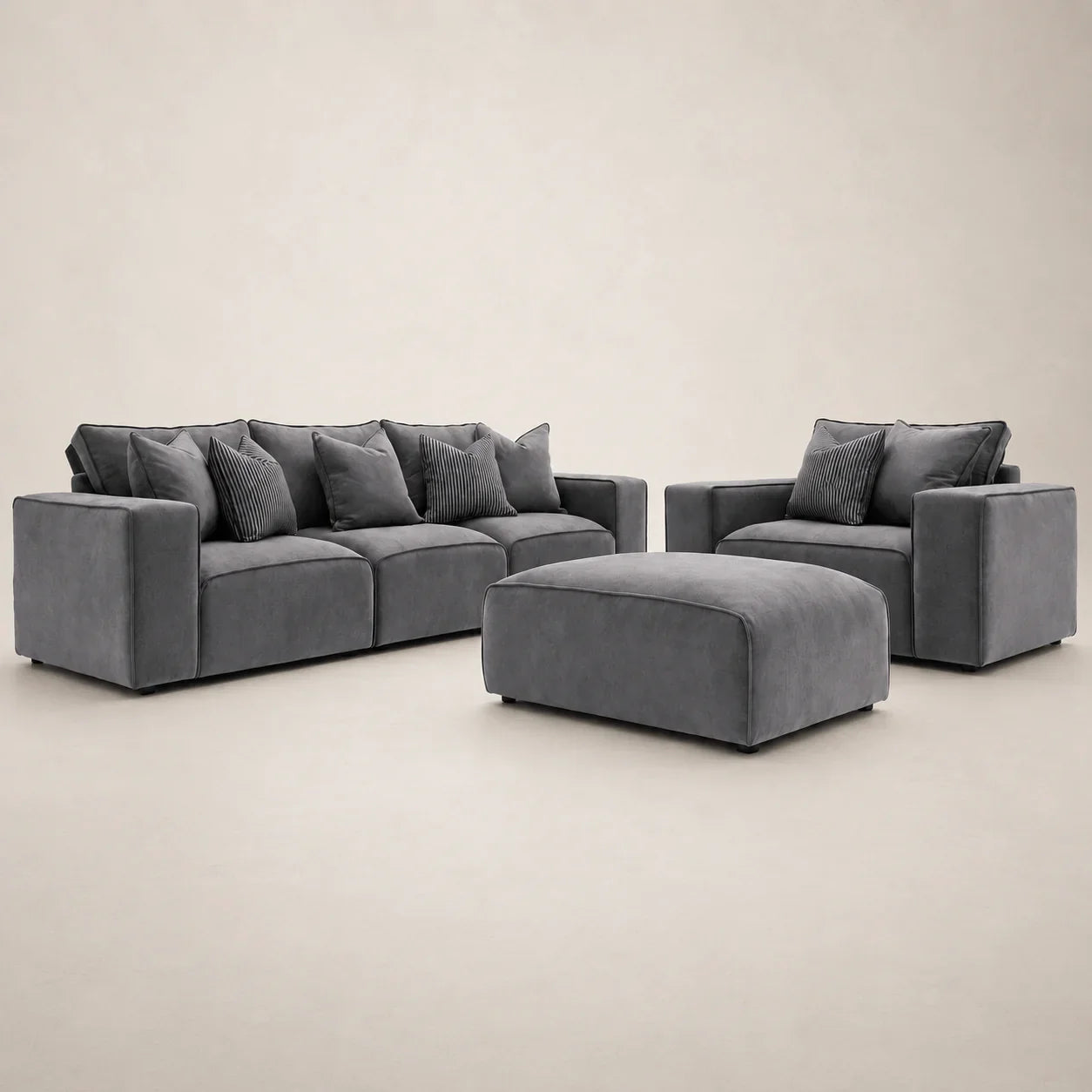Maison Premium Sofa Set - 3 Seater, Armchair and Footstool