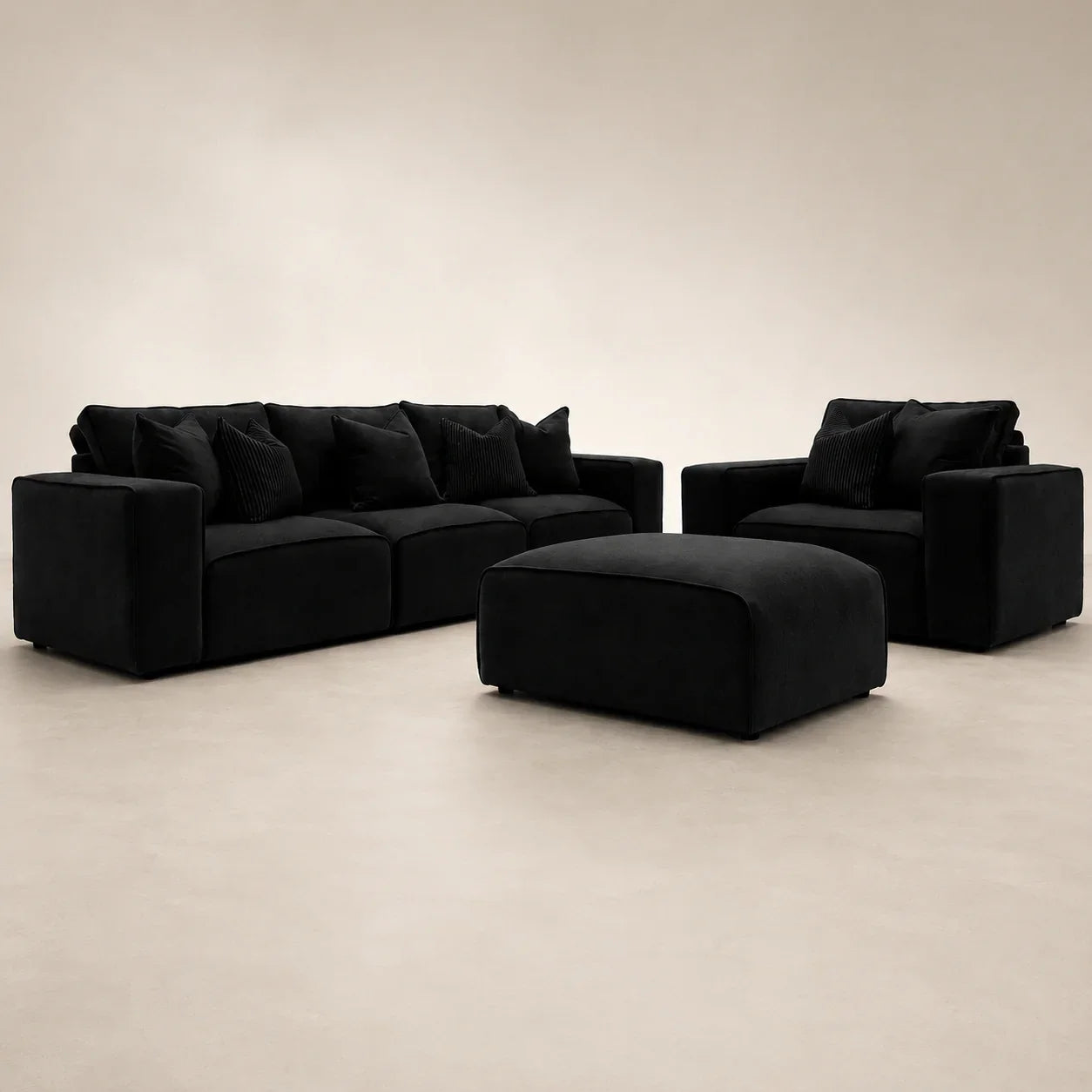Maison Premium Sofa Set - 3 Seater, Armchair and Footstool