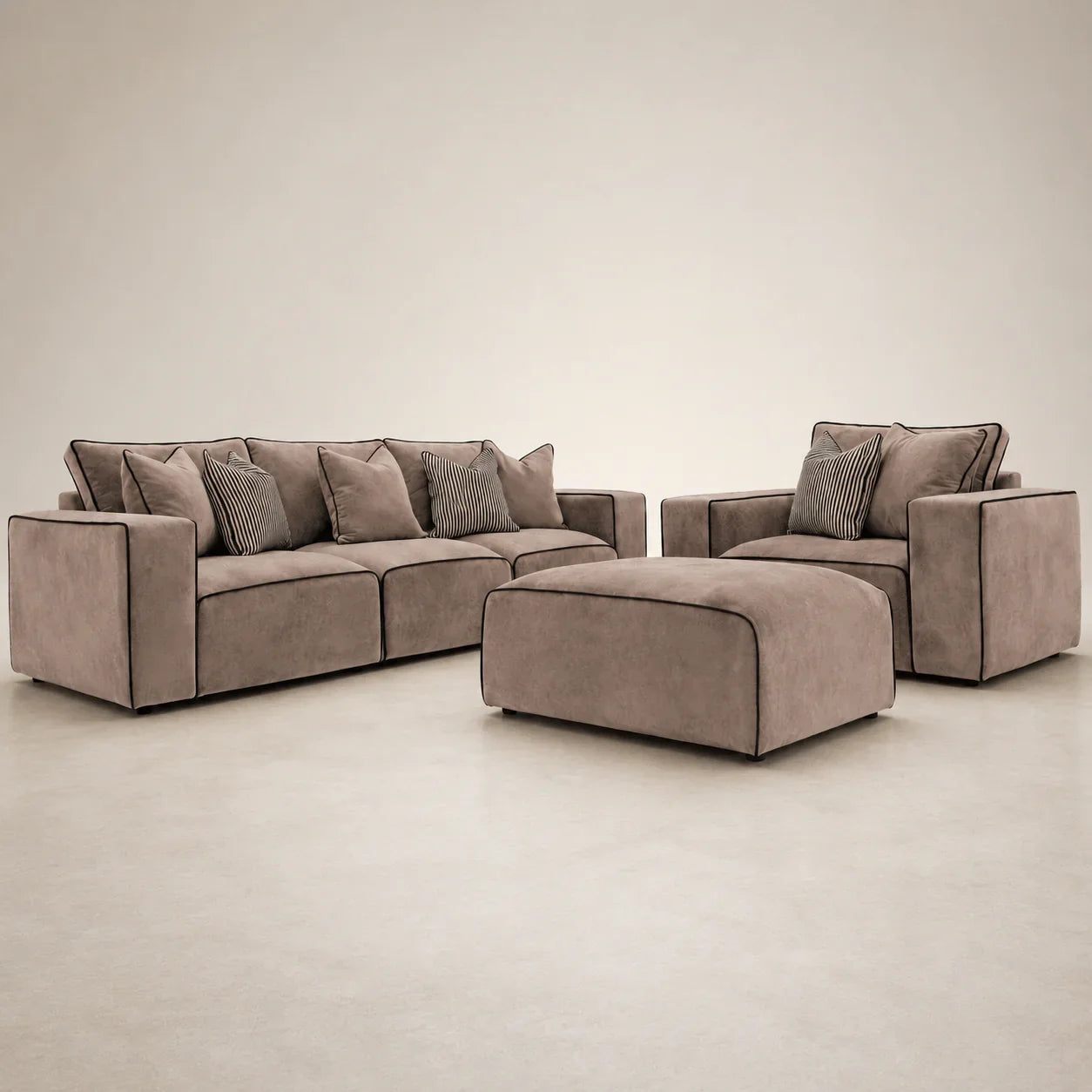 Maison Premium Sofa Set - 3 Seater, Armchair and Footstool