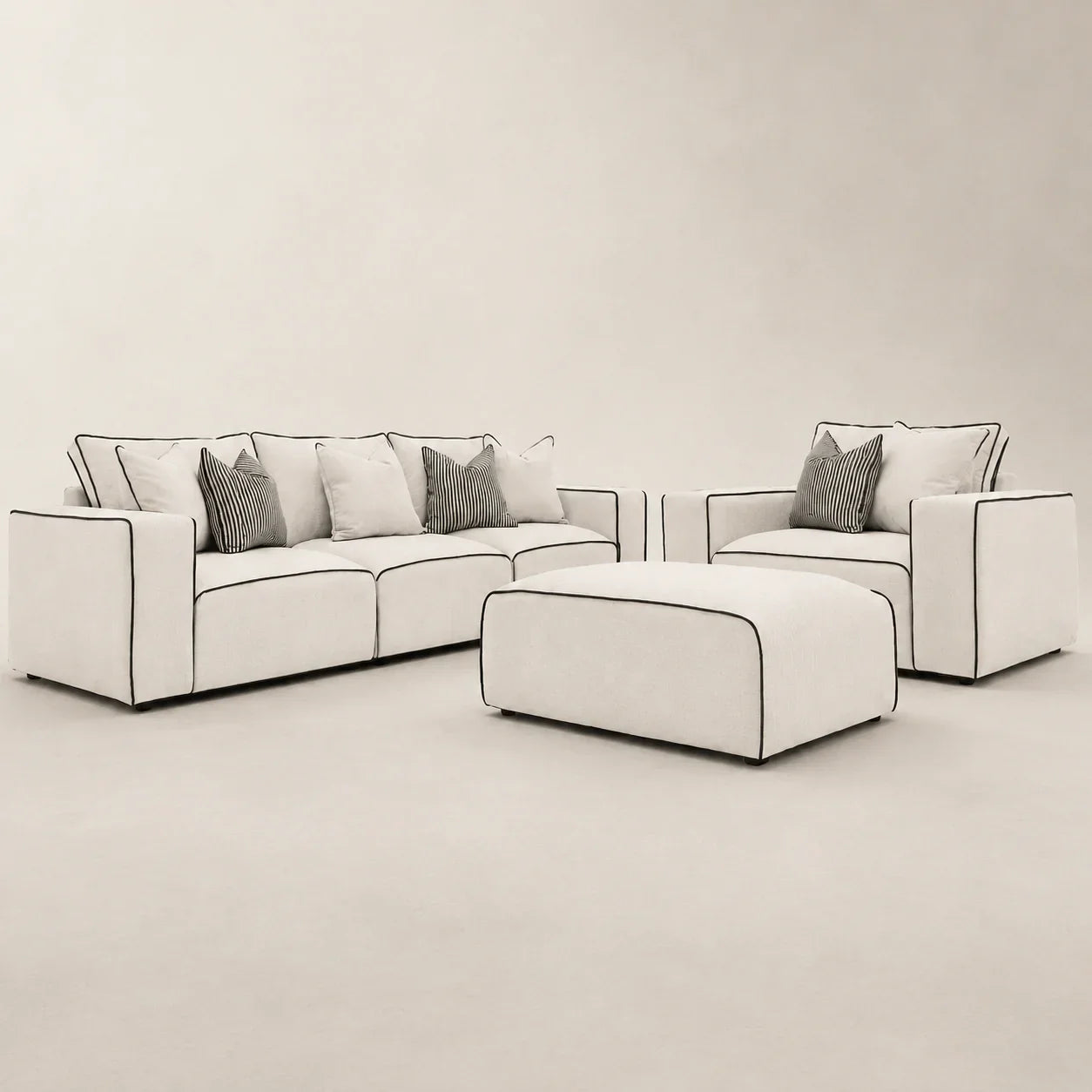 Maison Premium Sofa Set - 3 Seater, Armchair and Footstool