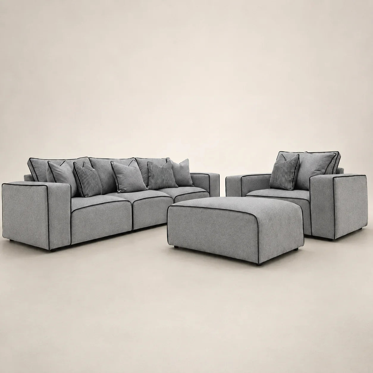 Maison Premium Sofa Set - 3 Seater, Armchair and Footstool
