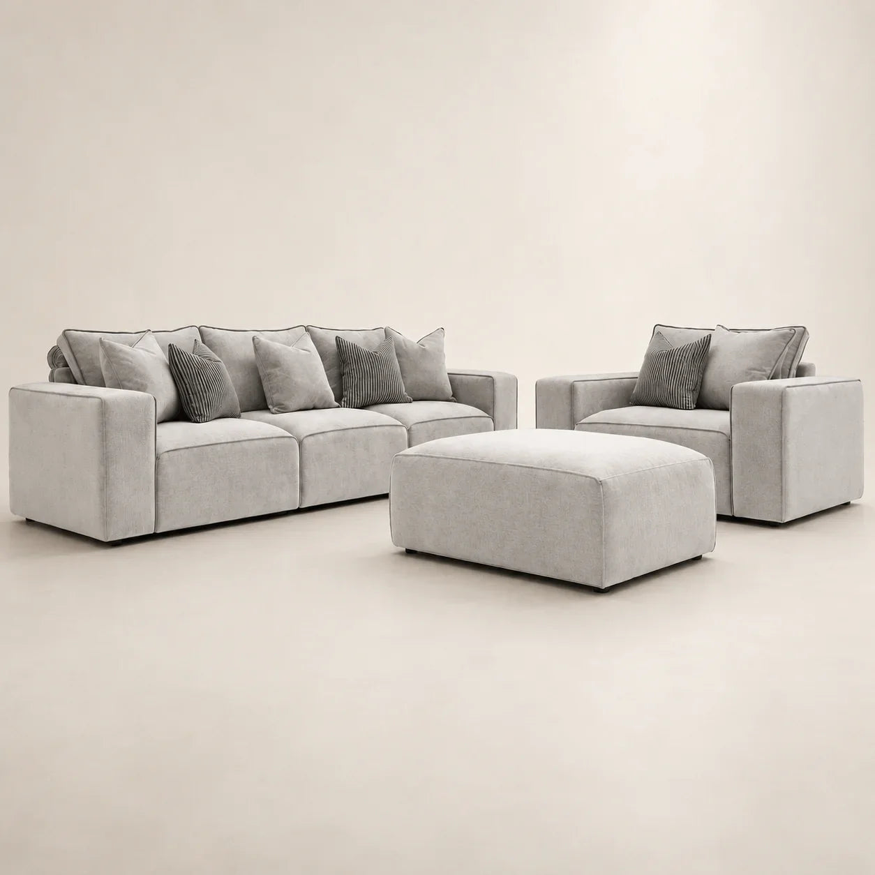 Maison Premium Sofa Set - 3 Seater, Armchair and Footstool