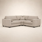 Luxury beige corner sofa with plush cushions and dark legs, ideal for modern living rooms