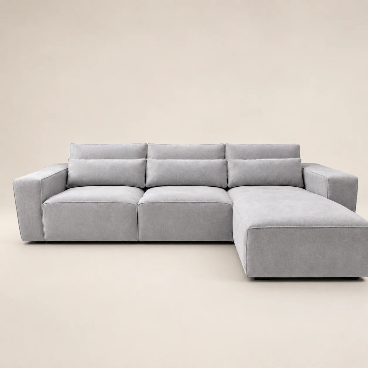 Luxury gray sectional sofa with chaise, modern design for living room comfort