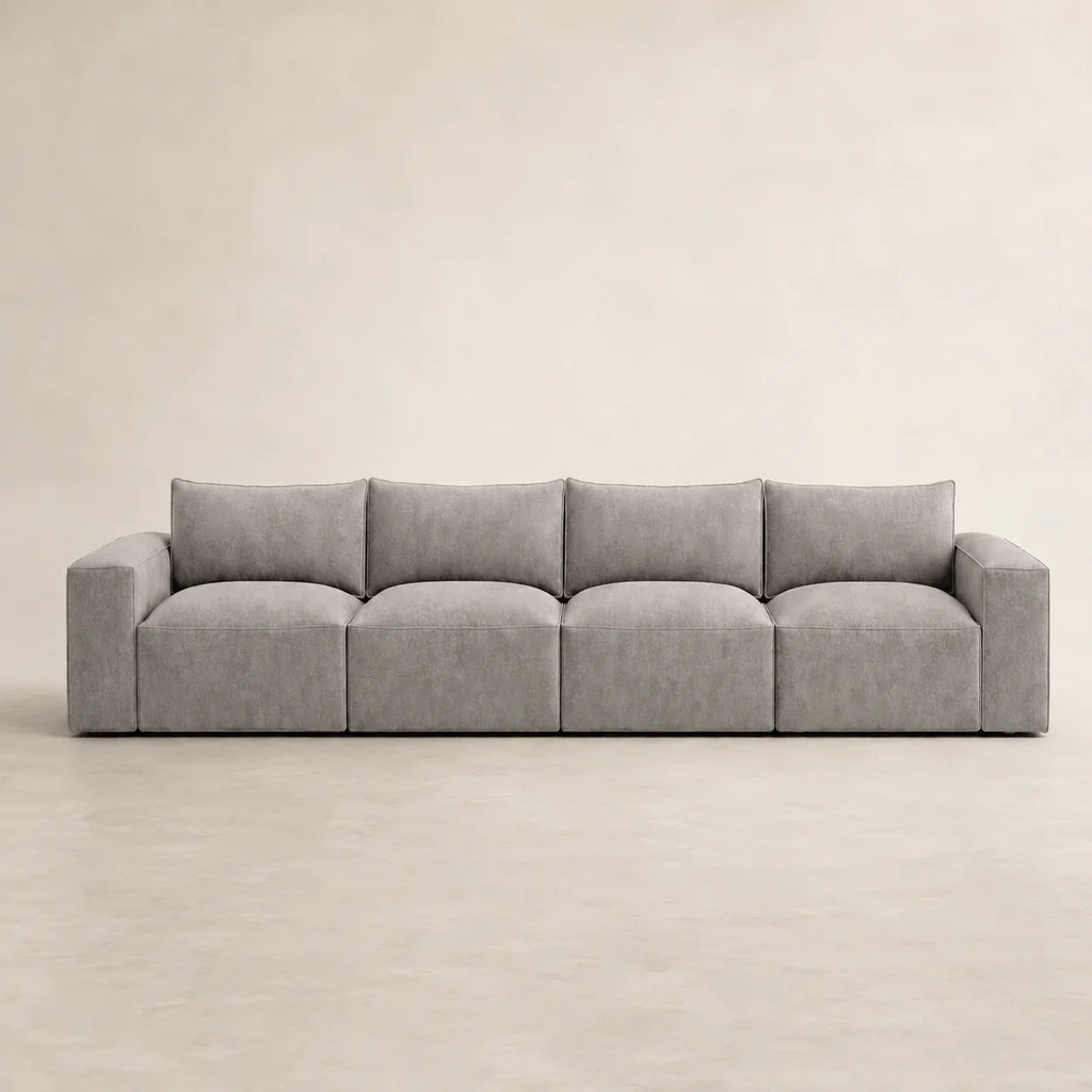 Modern grey luxury sofa with modular design, ideal for contemporary living rooms