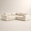 Cream L-shaped sectional sofa with plush cushions, modern luxury living room furniture