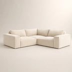 Cream L-shaped sectional sofa with plush cushions, modern luxury living room furniture
