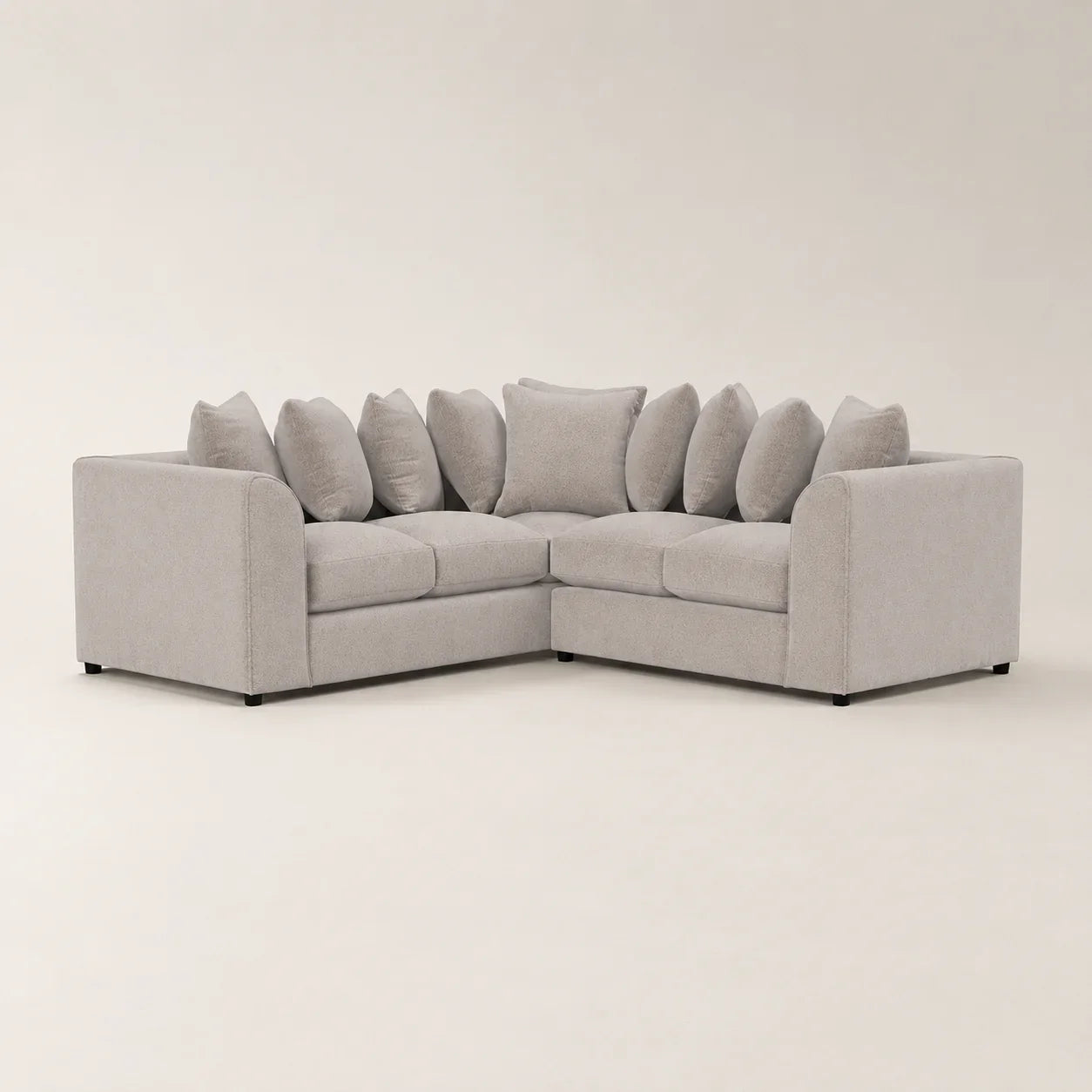 Luxury grey corner sofa with plush cushions, ideal for modern living rooms