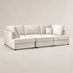 Luxury beige sectional sofa with chaise lounge and plush cushions, modern living room furniture