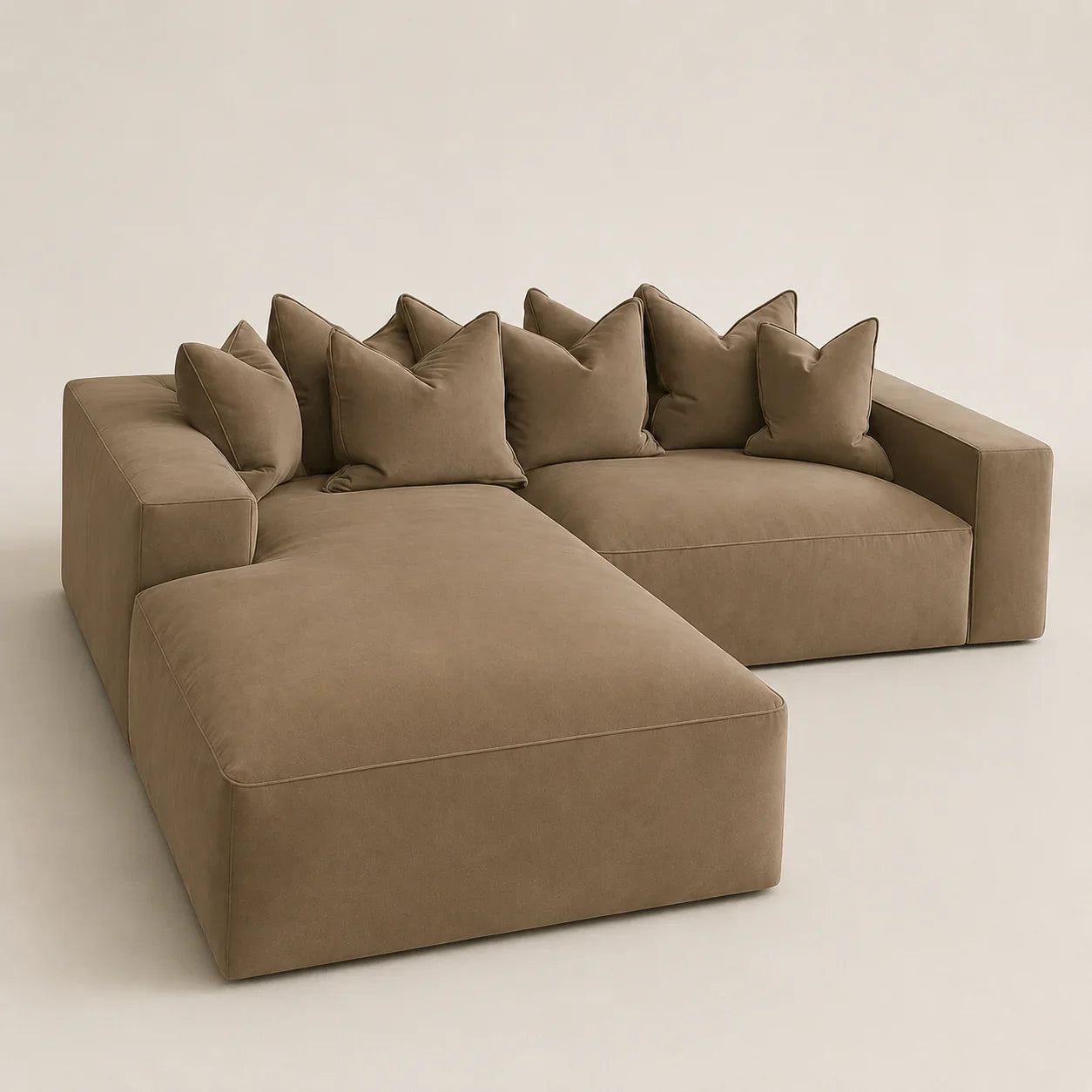 Velour Mink Velvet Pillow Back Sofa