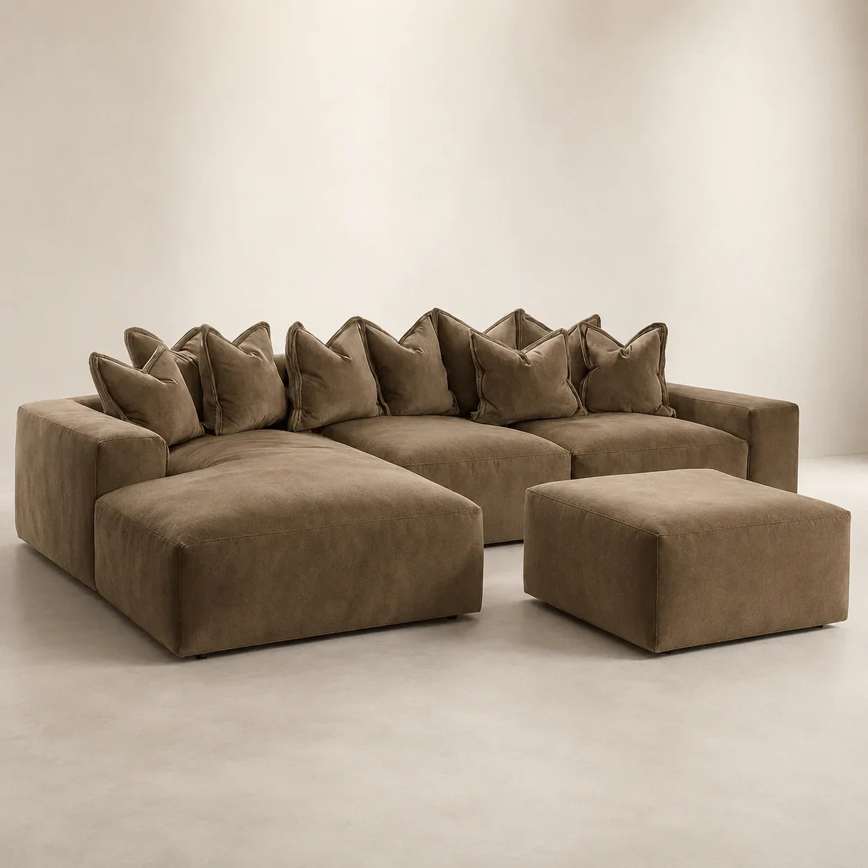 Velour Mink Velvet Pillow Back Sofa