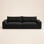 Black modern luxury sofa with plush cushions, ideal for contemporary living rooms