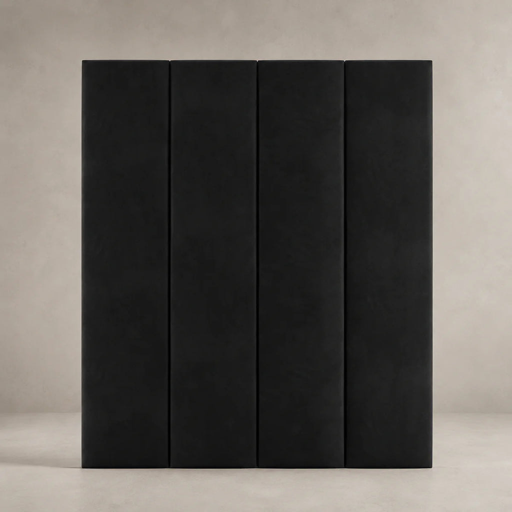 Black Velvet Upholstered Headboard Wall Panel – 45cm Wide