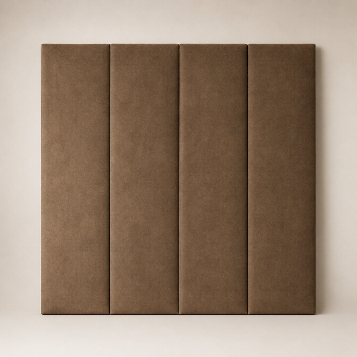 Luxury brown upholstered bed headboard with four panel design, modern bedroom furniture