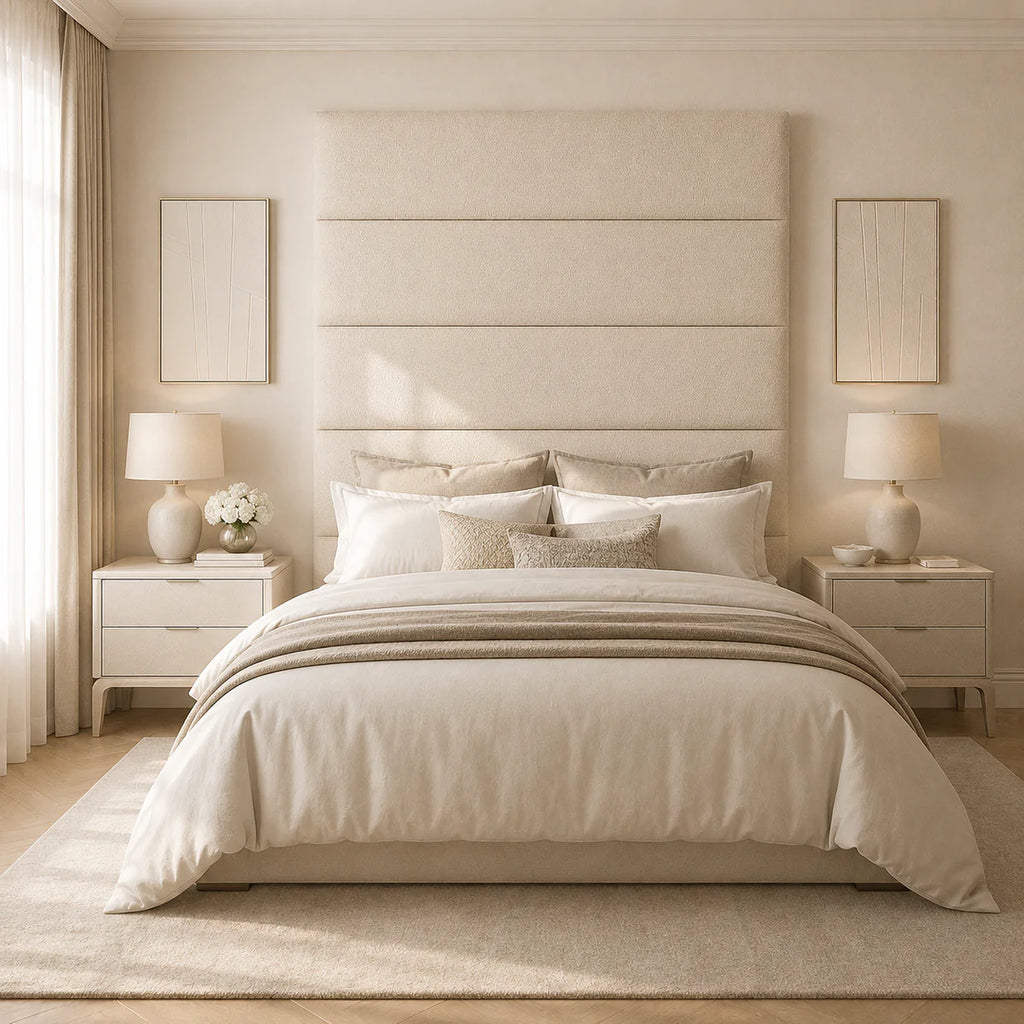 Cream Bouclé Upholstered Headboard Wall Panel – 45cm Wide