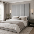 Silver Velvet Upholstered Headboard Wall Panel – 45cm Wide