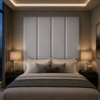 Silver Velvet Upholstered Headboard Wall Panel – 45cm Wide