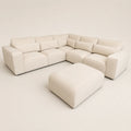 Luxury beige sectional sofa with matching ottoman, modern design for living room comfort