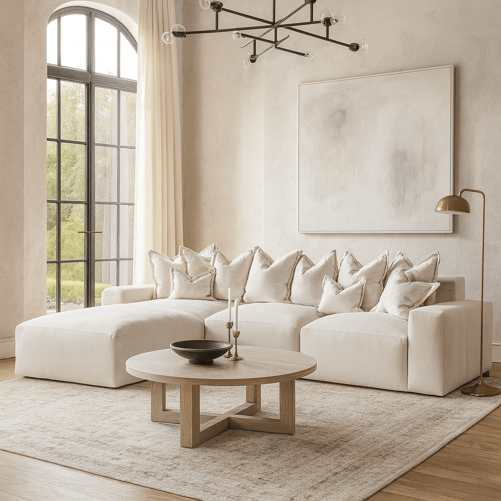 Velour Cream Velvet Footstool