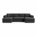 Modern dark grey corner sectional sofa with plush cushions and chaise lounge