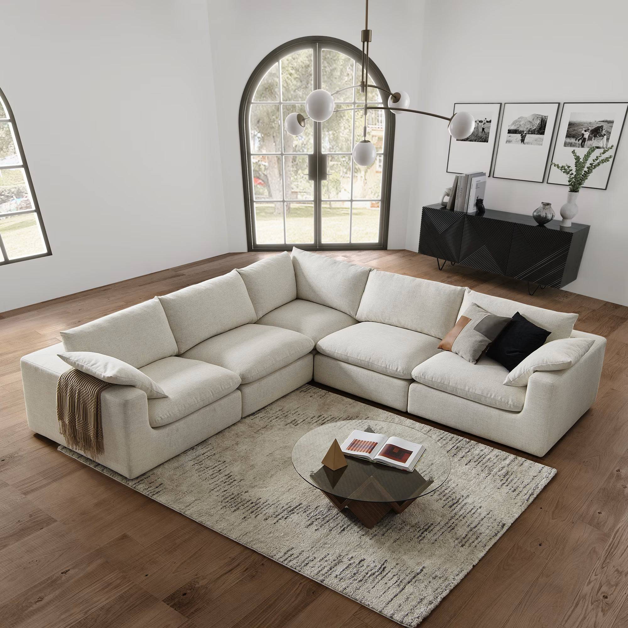 Lux 5-Seater Modular Corner Sofa & Footstool Bundle