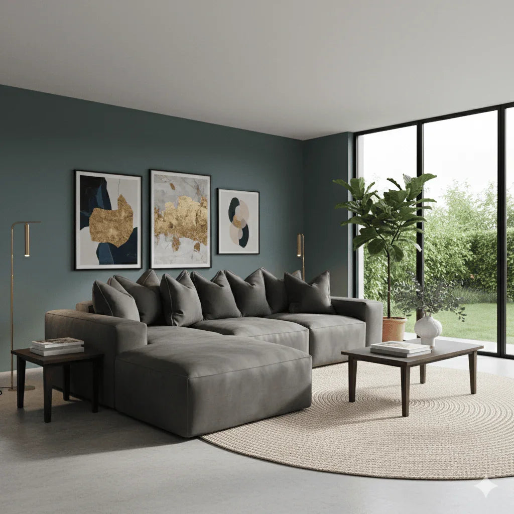 Velour Steel Velvet Footstool