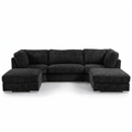 Modern dark grey L-shaped sectional sofa with spacious chaise and metal legs on white background