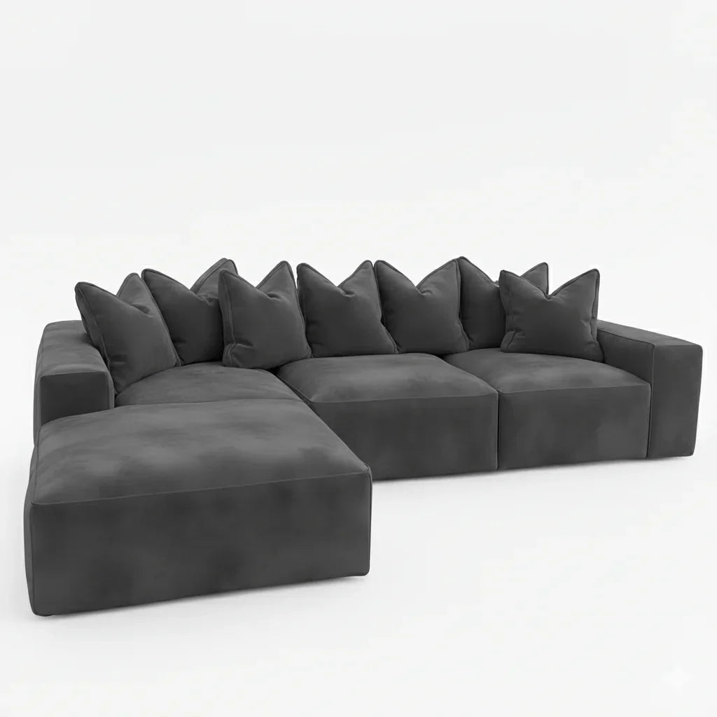 Velour Steel Velvet Footstool