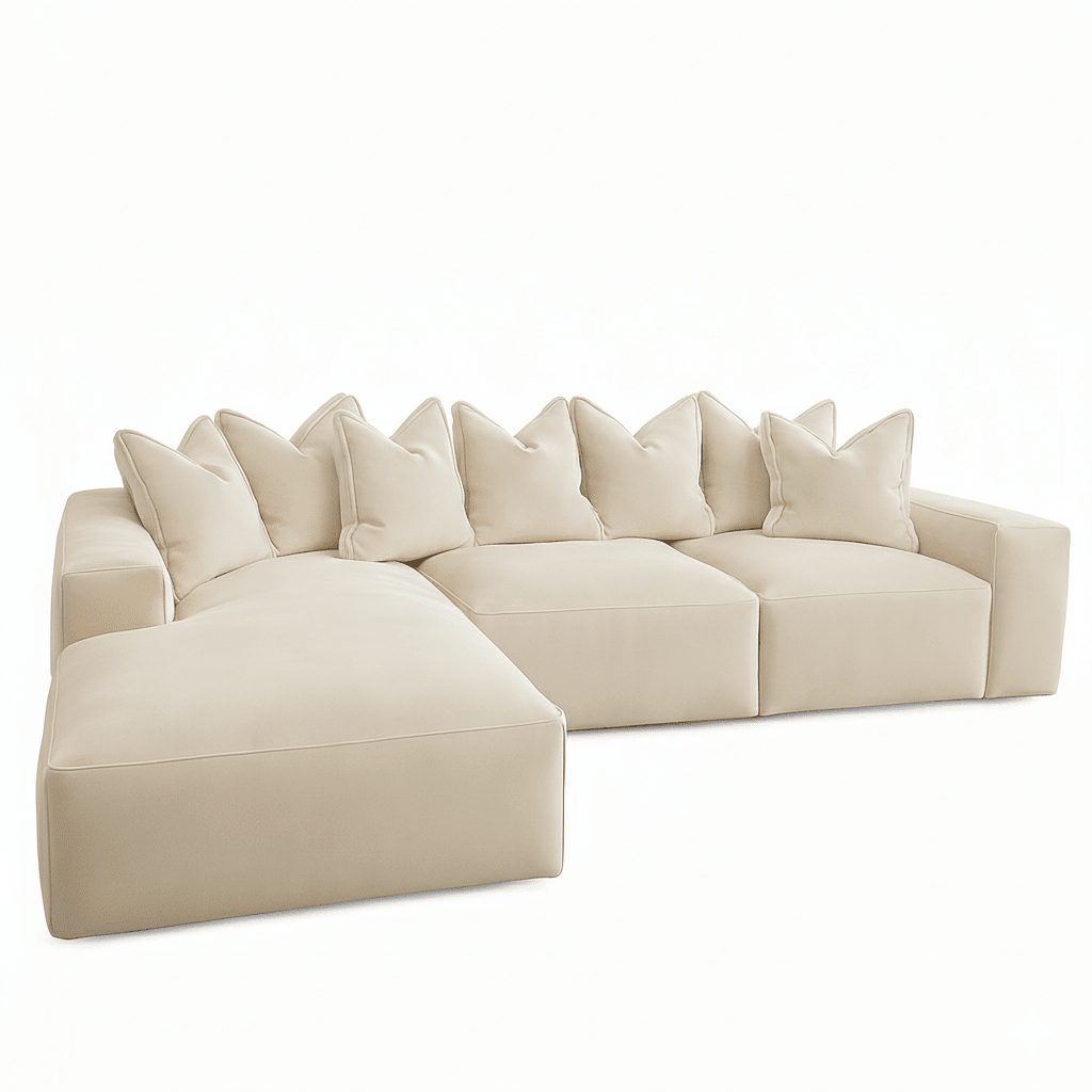 Velour Cream Velvet Footstool