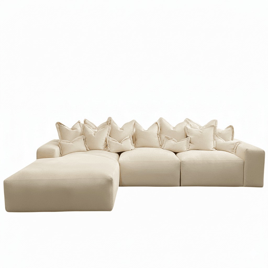 Velour Cream Velvet Footstool