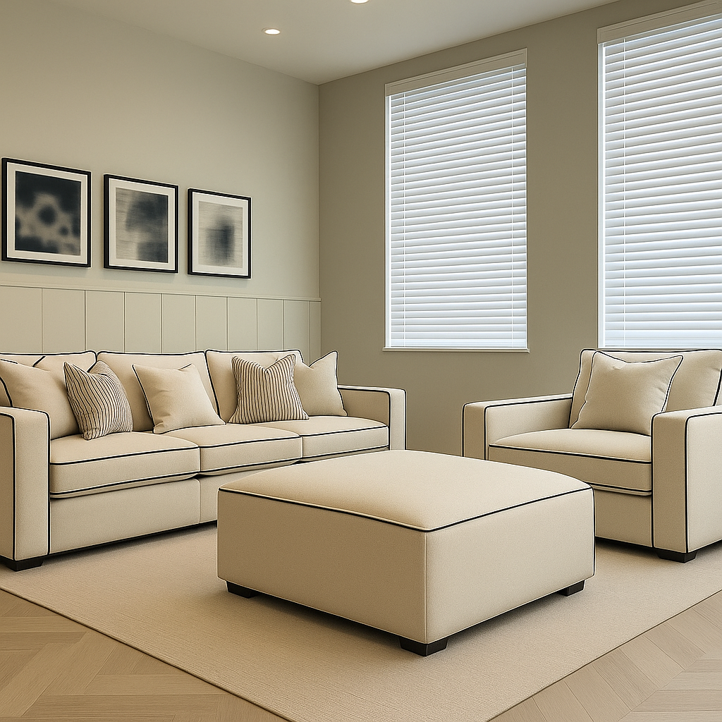 Verlano Piped Sofa Set – 3 Seater, Armchair & Footstool CK Living