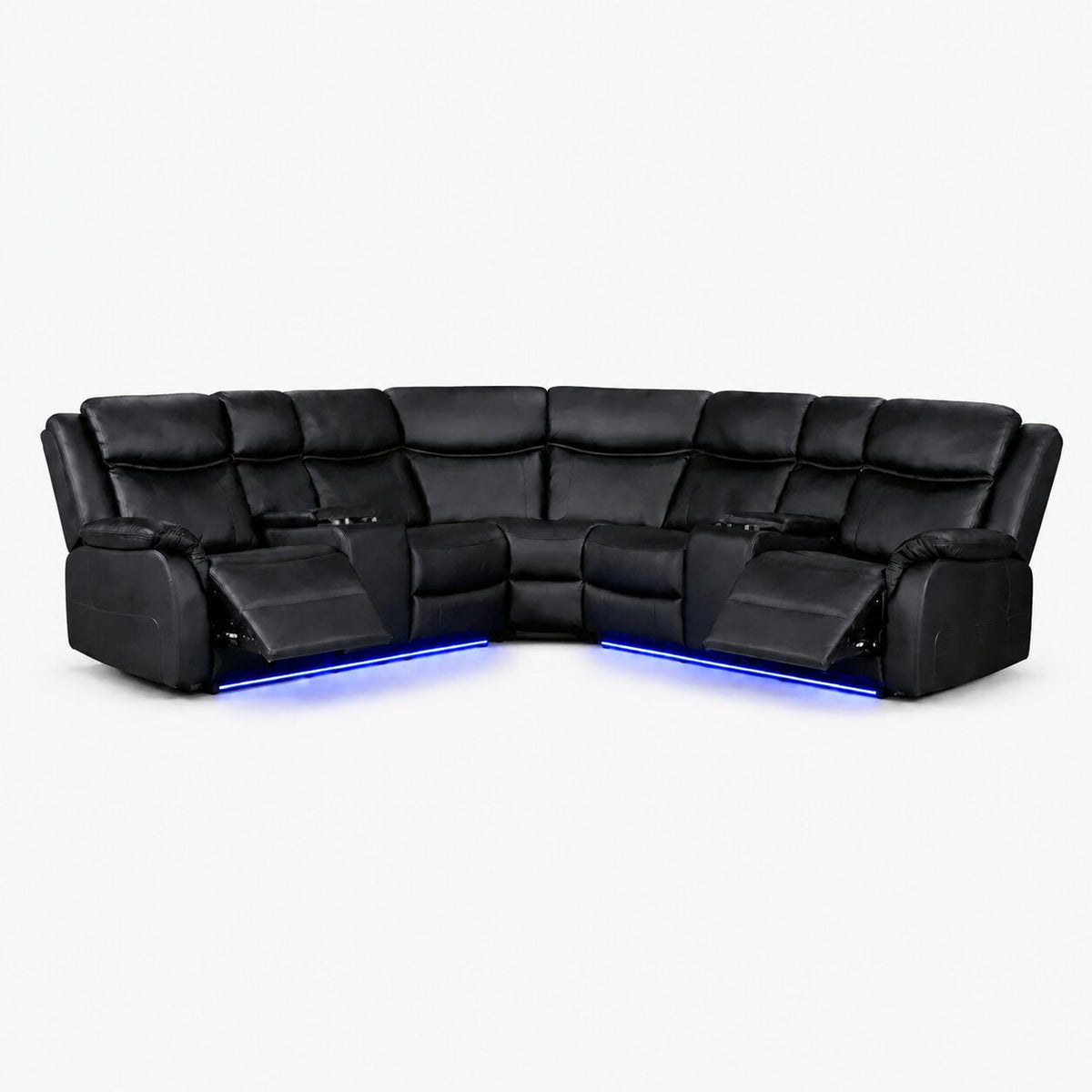 Marina Recliner Corner Sofa with LED Lights - Black